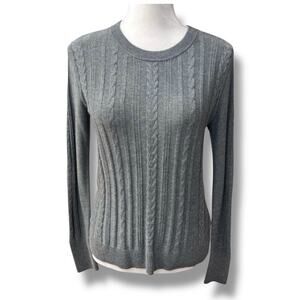 A New Day Sweater Women XS Gray Cable Knit Pullover Lightweight Soft Stretch New